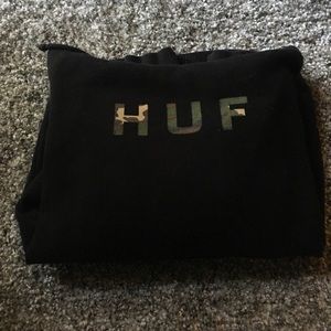 HUF Camo Logo Black Hoodie size Small
